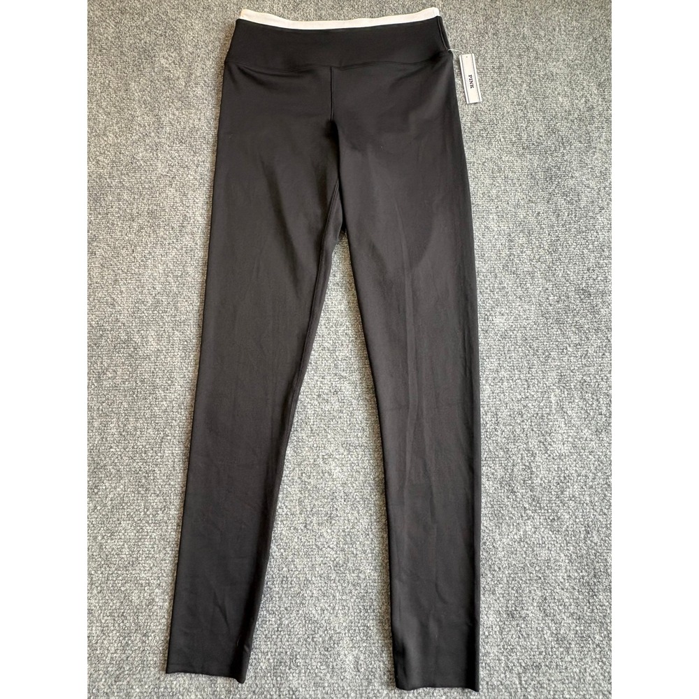 Victoria's Secret PINK Black Leggings White Fold Over Waistband Medium NWT